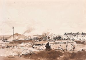 Jack Merriott (1901-1968) British. "Panorama of the Potteries from Fenpark Road", Watercolour and