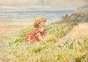 William McTaggart (1835-1910) British. "Gathering Daisies", Watercolour, Signed, and inscribed on