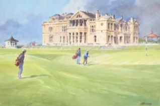 Robert A Wade (1930- ) Australian. "St Andrews, 18th Green", Watercolour, Signed, and inscribed on a