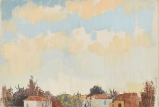 Agenor Asteriadis (1898-1977) Greek. A Sky Study above Roof Tops, Watercolour, Signed and