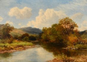 David Bates (1840-1921) British. "A Quiet Reach on the River Wnion", Oil on canvas, Signed and dated