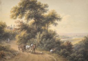 Joseph Mossmer (1780-1845) Austrian. A Horse and Cart on a Track, Watercolour, Signed and dated