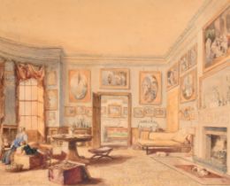 Late 19th Century English School. An Interior Scene, Watercolour, 13" x 16.5" (33 x 41.8cm) and