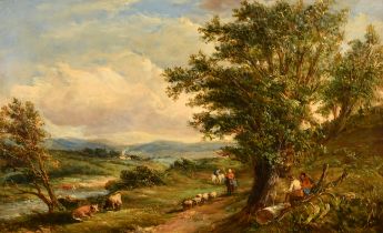 Alfred Vickers (1786-1868) British. "A View at Bucklebury near Reading", Oil on board, Bears a