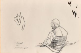 Laura Knight (1877-1970) British. A Study of Enrico Cecchetti, Pencil, Signed and inscribed '