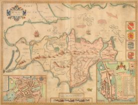 John Speed (1552-1629) British. "Wight Island", Map in colours, 15" x 20" (38.1 x 50.8cm)