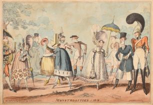 George Cruikshank (1792-1878) British. "Monstrosities of 1818", Etching in colours, Published by