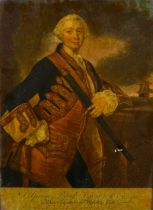 Circle of Thomas Hudson (1701-1779) British. Portrait of Admiral Sir George Pocock, Engraved in