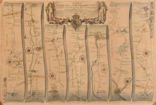 John Ogilby (1600-1676) British. "The Road from London to Southampton", Map, 12.5" x 18.5" (31.7 x