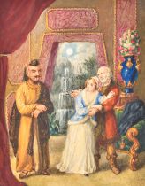 19th Century English School. 'Beauty and The Beast', Watercolour, Contained in an album, 8.5" x 5.