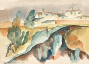 Paul D'Aguilar (1927-2018) British. Figures in a Continental Landscape, Watercolour, Signed and