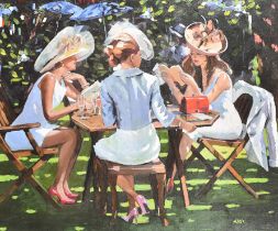 Sherree Valentine Daines (1959- ) British. "Summer Conversation", A reproduction print, Numbered 1/