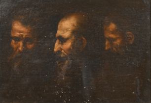 18th Century Italian School. A Study of Three Bearded Men, Oil on canvas laid down, 8" x 10.75" (