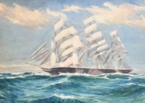 John Cochran (20th Century) British. "Cutty Sark in a Trade Wind", Watercolour, Signed, and