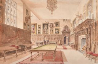 Late 19th Century English School. "Wroxley Abby, Banbury" [sic], Watercolour, Inscribed verso, 11.