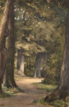Edward John Poynter (1836-1919) British. "Fontainebleau Forest", Watercolour, Signed with monogram