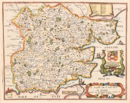 Richard Blome (1635-1705) British. "A Mapp of Ye County of Essex", Hand coloured map, Mounted,