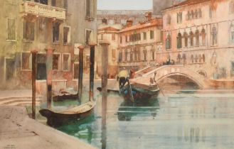 Fred Taylor (1875-1963) British. A Venetian Backwater, Watercolour, Signed, 12.5" x 19.25" (31.7 x