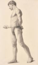 Estella Louise M. Canziani (1887-1964) British. A Standing Male Nude, Pencil, 27" x 16" (68.6 x 40.
