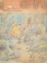 Harold Gaze (1885-1962) New Zealand / American. A Fairy with Enchanted Underwater Creatures,
