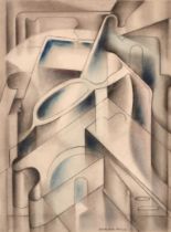 Adrian Hill (1895-1977) British. "Geometric Design", Watercolour and crayon, Signed, and inscribed