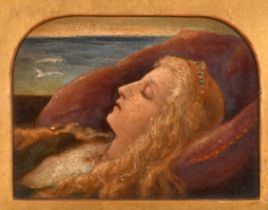 Miss M Boyd (19th Century) British. "The Lady of Shalott", Oil on paper, Inscribed on a label verso,