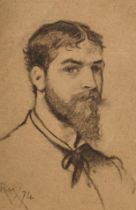 Robert Walker Macbeth (1848-1910) British. A Self-Portrait, Charcoal, Signed with initials and dated
