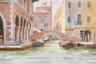 Michael Felmingham (1935- ) British. "By the Fishmarket, Venice", Watercolour, Signed, and inscribed