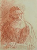 William Rothenstein (1872-1945) British. A Head Study of a Rabbi, Sanguine, Inscribed verso, 15" x