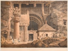 After Henry Salt (1780-1827) British. "Antient Excavations at Carli", Engraved by Havell, Plate No.