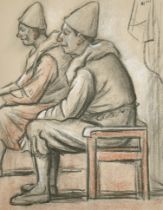 Clifford Hall (1904-1973) British. "Pierrots", Charcoal and crayon, Dated 29.11.61, and inscribed on