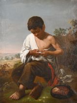 Manner of Bartolome Esteban Murillo (1617-1682) Spanish. 'The Young Beggar", Oil on canvas, 24" x