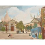 Jean Fous (1901-1971) French. A Street Scene with Artists, Watercolour, Signed, 19" x 25" (48.2 x