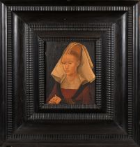 After Rogier Van Der Weyden (1399-1464) Belgian. Portrait of a Lady, Oil on panel, Inscribed