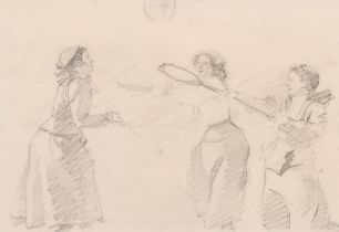 William Chalmers Brown (19th-20th Century) British. "Lacrosse", Pencil, Inscribed verso, 6" x 8.