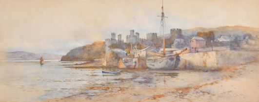 Joseph Hughes Clayton (1870-1930) British. A Beach Scene with Beached Vessels, Watercolour,