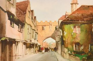 Claude Buckle (1905-1973) British. "Salisbury Close Gate", Watercolour, Signed, and inscribed verso,