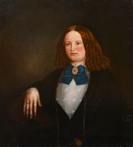 19th Century English School. A Provincial Portrait of a Lady, Oil on canvas, Unframed 29.5" x 25" (