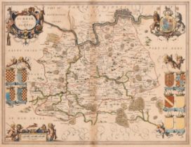 Jan Janszoon Jansson (1588-1664) Dutch. "Surria vernacule Surrey", Hand coloured map, 15" x 19.5" (