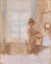 Bernard Dunstan (1920-2017) British. "It is a Lovely Morning", Pastel, Signed with initials, and