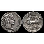 ROMAN REPUBLIC L. PROCILIUS. SERRATE AR DENARIUS