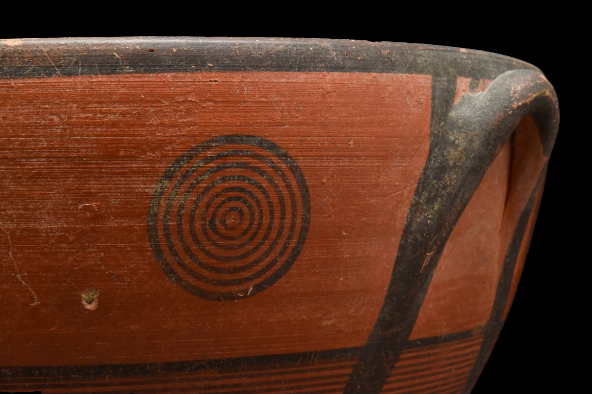 CYPRIOT BLACK ON RED WARE POTTERY BOWL - Image 4 of 4