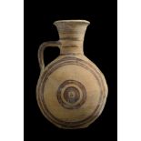 CYPRIOT TERRACOTTA BICHROME BARREL JUG