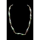 GREEK RIBBON-BAND GLASS BEAD NECKLACE