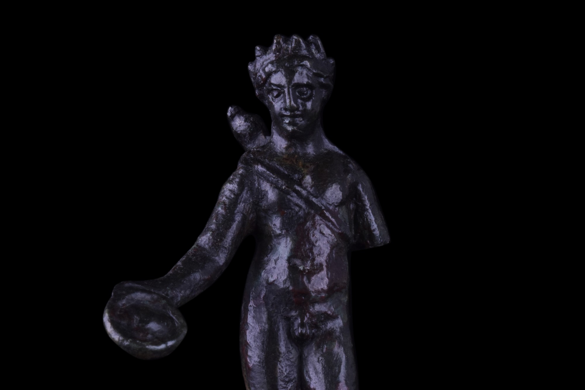 ROMAN BRONZE EROS HOLDING A PATERA - Image 5 of 5