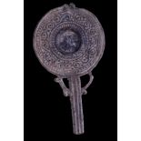 ROMAN LEAD VOTIVE MIRROR WITH DECORATION