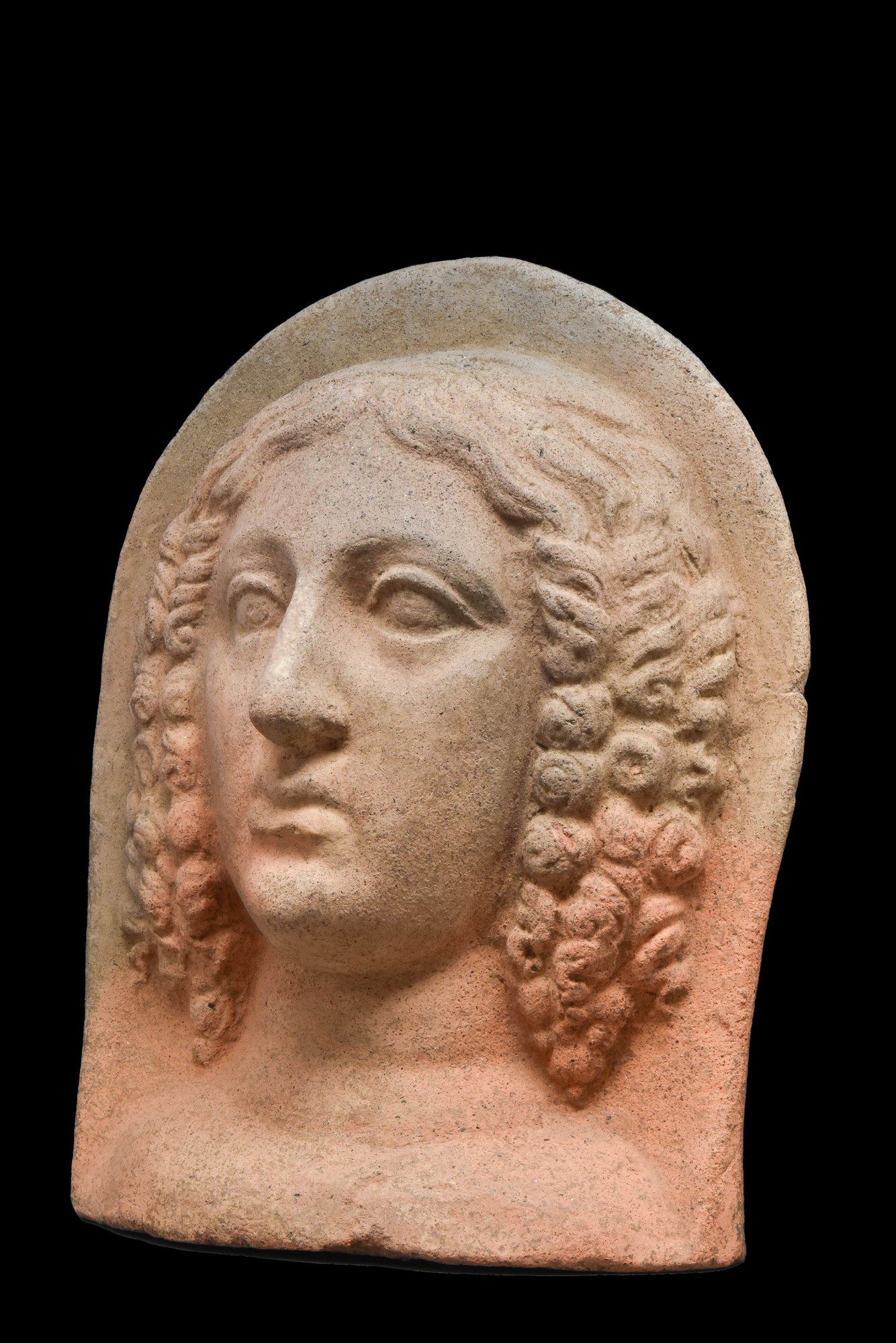 ETRUSCAN TERRACOTTA VOTIVE HEAD OF A WOMAN - Image 2 of 5