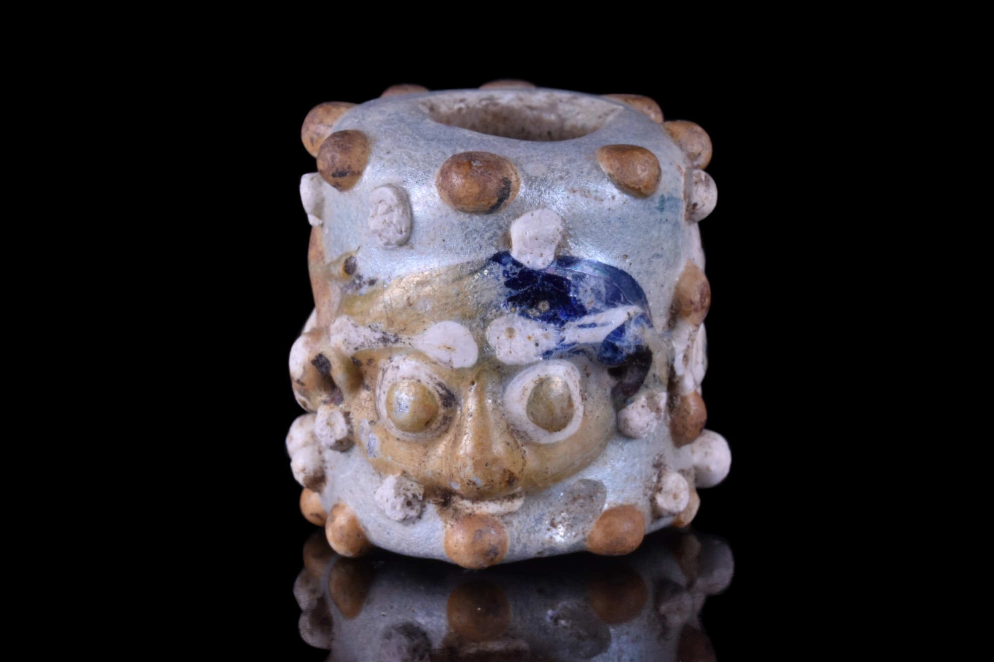 HUGE PHOENICIAN GLASS PASTE FACE BEAD