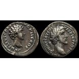 ANTONINUS PIUS 138-161 AD WITH MARCUS AURELIUS CAESAR, AR DENARIUS, ROME MINT,