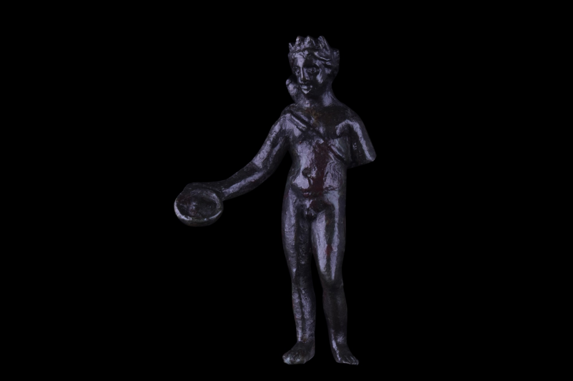 ROMAN BRONZE EROS HOLDING A PATERA